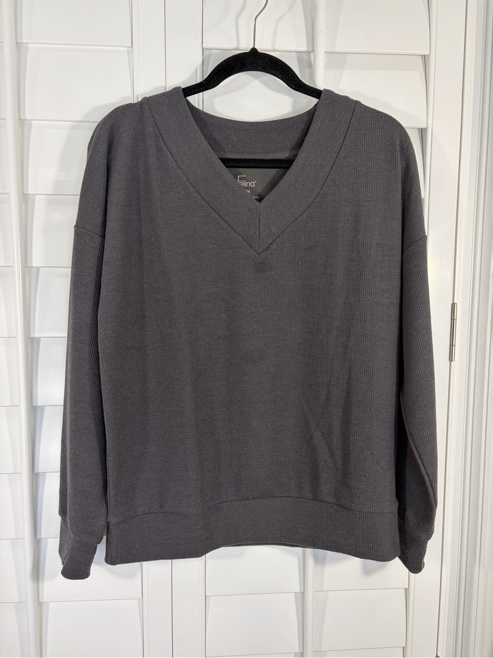 Felina Women's V-Neck Pullover Sweatshirt - Charcoal